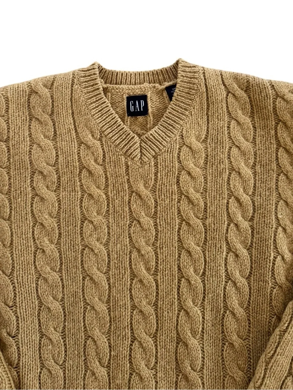 Gap 100% Wool Cable Knit V-neck Sweater Size XXL